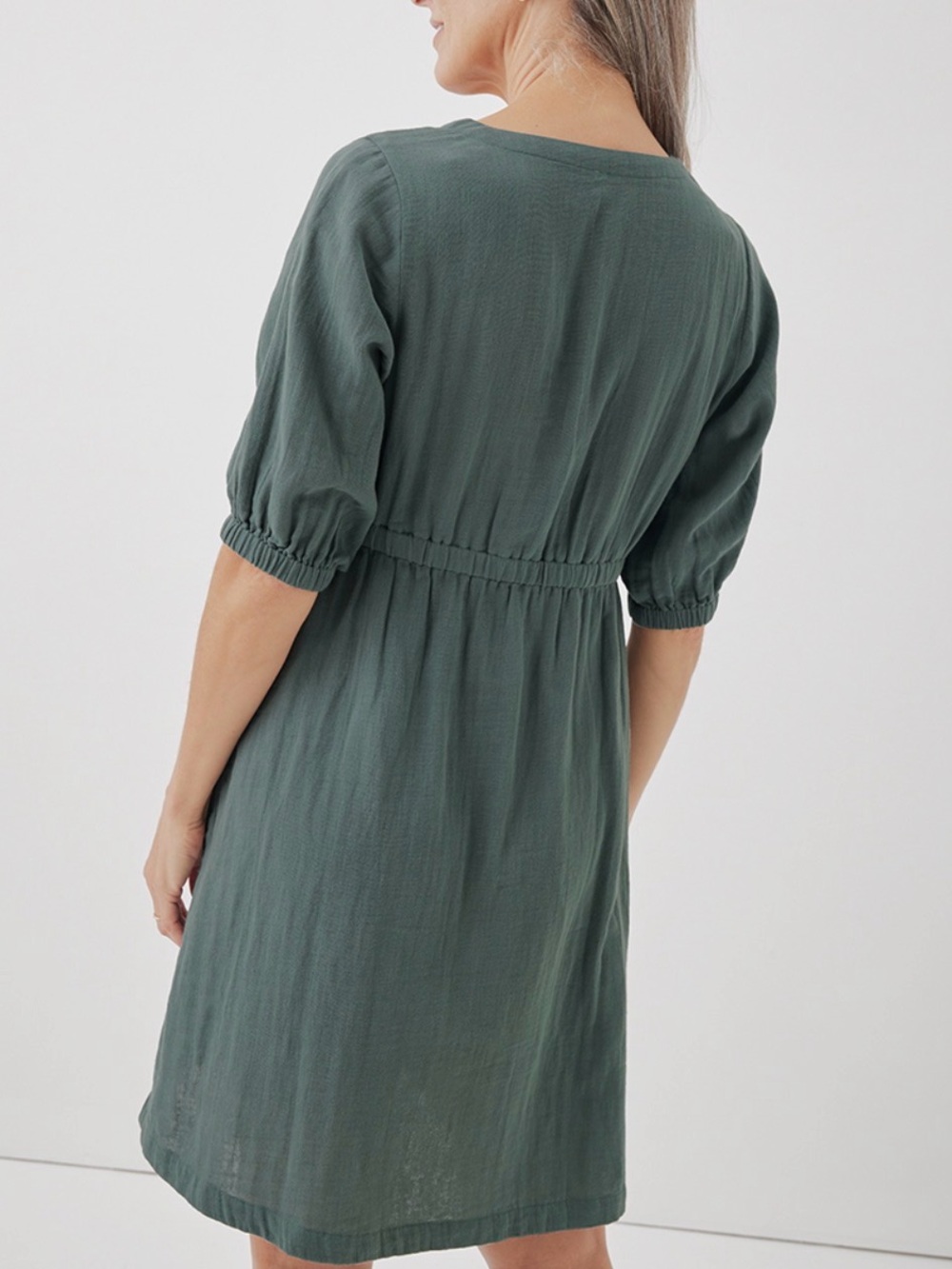 Pact Double Gauze Crossover Dress M NWT